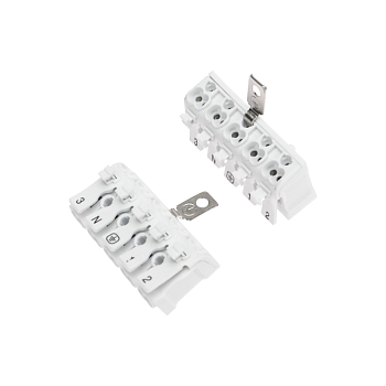 Клемма пружинная соединительная КСП 5-полюсная с заземлением и с монтажными ножками (50 шт./уп.) REXANT