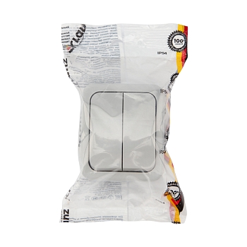 Выключатель двухклавишный Mini OG IP54 о/у, серый KRANZ