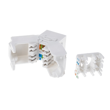 Модуль Keystone Jack RJ-45(8P8C) UTP, CAT 6, тип 180 градусов, самозажимной, белый REXANT