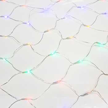 Гирлянда Сеть 1х1,5м, прозрачный ПВХ, 96 LED Мультиколор