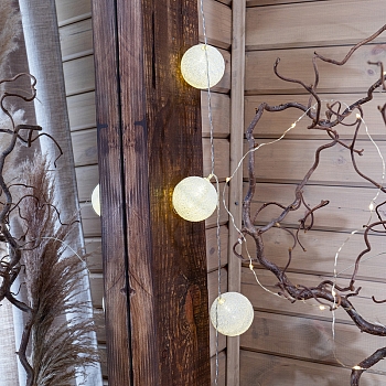 Тайские фонарики Пломбир 1.5 м, 10 LED, прозрачный ПВХ, цвет свечения теплый белый, 2 х АА (батарейки не в комплекте) NEON-NIGHT