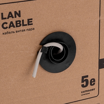 Кабель витая пара U/UTP, CAT 5e, PE, 4PR, 24AWG, OUTDOOR, SOLID, черный, 305м, РФ REXANT