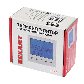 Терморегулятор цифровой R100W сенсорный, програмируемый, белый REXANT