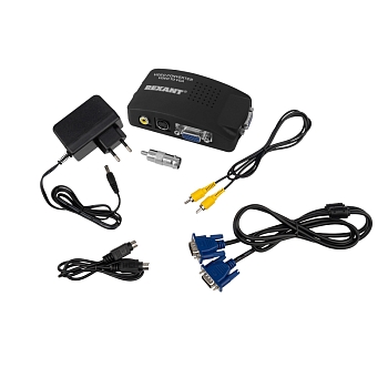 Конвертер BNC/RCA + S-video на VGA, пластик REXANT