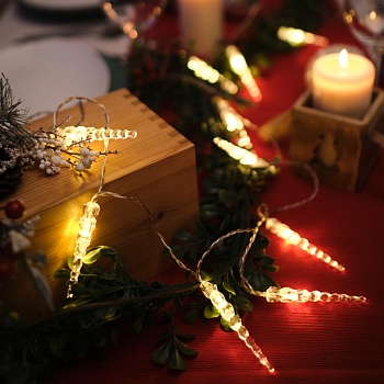 Гирлянда светодиодная Сосульки 1,5 м, 10 LED, прозрачный ПВХ, цвет свечения теплый белый, 2 х АА (батарейки не в комплекте) NEON-NIGHT