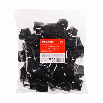 Адаптер сетевой (переходник) с Евро А/F на вилку С1 CEE 7/2 «Питер» 6А б/з черный REXANT