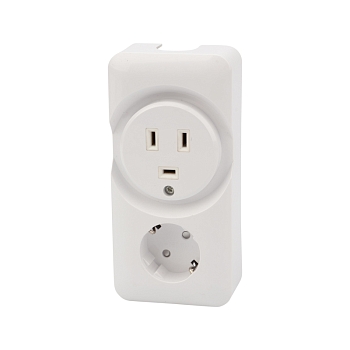 Розетка РШ/Евро двойная для электрической плиты 32А/16A, 250В, 2Р+РЕ (ОУ) белая REXANT