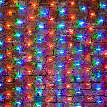 Гирлянда светодиодная Сеть 2x1,5м 288 LED МУЛЬТИ черный каучук IP67 постоянное свечение 230В блок в комплекте NEON-NIGHT