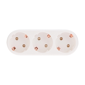 Набор тройников электрических линейных 16А с/з вертикальные, белый (2 шт./уп.) REXANT