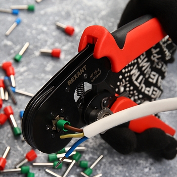 Кримпер HT-10-6 для обжима штыревых наконечников 0,08-10,0мм² с регулятором прижимного усилия REXANT