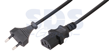 Шнур сетевой, вилка - евроразъем С13, кабель 2x0,75 мм², длина 1,8 метра (PE пакет) REXANT