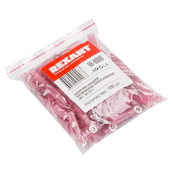 Наконечник кольцевой изолированный термоусаживаемый ø 4.3 мм 0.5-1.5 мм² (НКи-т 1.5-4/НКи-т1,25-4) красный REXANT