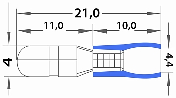 Разъем штекерный изолированный штекер 4 мм 1.5-2.5 мм² (РШи-п 2.5-4/РШИп 2-5-4) синий REXANT