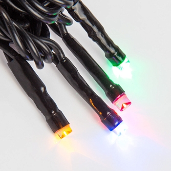 Гирлянда Нить управляемая 20м 200 LED МУЛЬТИКОЛОР (RGYB) черный ПВХ IP65 свечение с динамикой 230В нужен контроллер 217-204 NEON-NIGHT