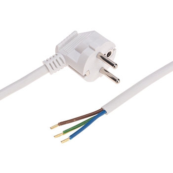 Шнур электрический с вилкой ПВС 3х1,5 мм² 2м белый REXANT