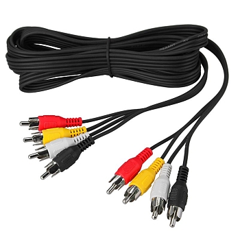 Шнур 4 RCA - 4 RCA, 5м черный REXANT