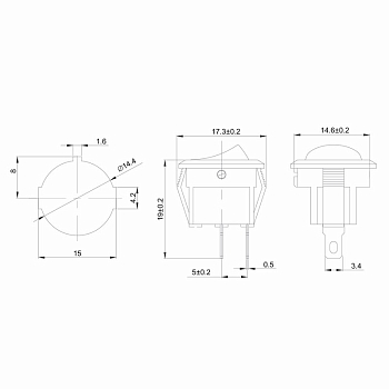 Выключатель клавишный круглый 250В 3А (2с) ON-OFF красный Micro REXANT