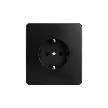 Розетка ROUND 1-ая с/з с/у, со шторками 16А оникс KRANZ