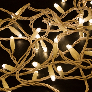 Гирлянда светодиодная Нить 10м 100 LED ТЕПЛЫЙ БЕЛЫЙ IP65 белый ПВХ постоянное свечение 230В соединяется нужен блок 303-500-1 NEON-NIGHT