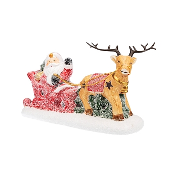 Керамическая фигурка Дед Мороз в санях 30,5х12,2х17,2 см