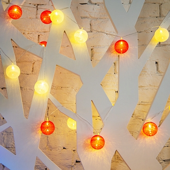 Тайские фонарики Магия 3,5 м, прозрачный ПВХ, 20 LED, теплый белый, питание 2 х АА (батарейки не в комплекте)