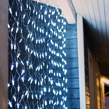 Гирлянда светодиодная Сеть 2,5х2,5м 432 LED БЕЛЫЙ черный ПВХ IP65 свечение с динамикой 230В контроллер в комплекте NEON-NIGHT