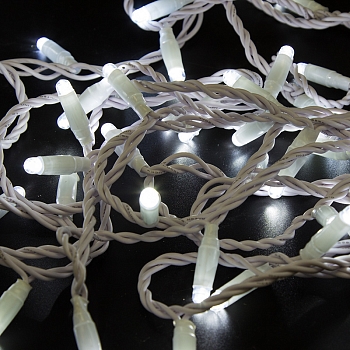 Гирлянда светодиодная Нить 10м 100 LED БЕЛЫЙ белый ПВХ IP65 постоянное свечение 24В соединяется NEON-NIGHT нужен трансформатор 531-100/531-311/531-312