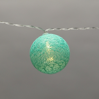 Тайские фонарики Пудра 1,5 м, прозрачный ПВХ, 10 LED, теплый белый, питание 2 х АА (батарейки не в комплекте)