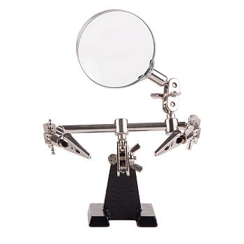 Держатель Третья рука, 2 зажима, лупа 60мм (3х), основание чугун REXANT