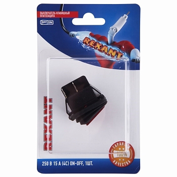 Выключатель клавишный 250В 15А (4с) ON-OFF красный с подсветкой и влагозащитой (1 шт/уп) REXANT