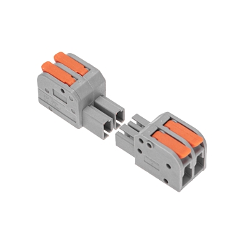 Клемма СМК 222-422R проходная разъемная 2 полюса серая 0,2-2,5/4мм² (50 шт/уп) REXANT