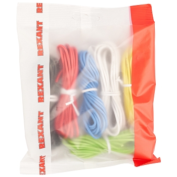 Набор автопровода «Радуга» 1х0,75мм, 6 цветов (белый, желтый, зеленый, красный, синий, черный) по 3м REXANT