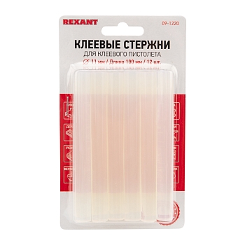 Стержни клеевые Ø11мм, 100мм, прозрачные (12 шт/уп), блистер REXANT