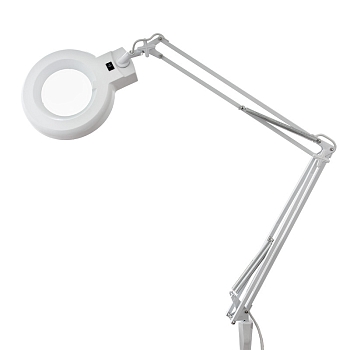 Лупа на струбцине круглая 3D с подсветкой, ø127мм, белая REXANT