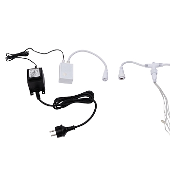 Гирлянда светодиодная Занавес 2х3м 240 LED БЕЛЫЙ прозрачный ПВХ IP65 эффект водопада 24В не соединяется трансформатор в комплекте NEON-NIGHT