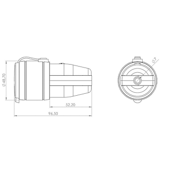 Розетка влагозащищенная переносная 1 гнездо, с/з, 16А, IP20/44 каучук, черная REXANT