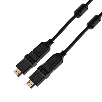 Шнур HDMI - HDMI 1.4, 2м, Gold, с фильтрами, угловой 360° REXANT