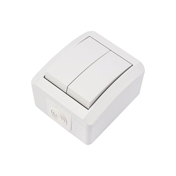 Выключатель двухклавишный INDUSTRIAL IP54 о/у, белый KRANZ