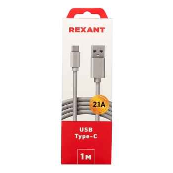 Кабель USB-A – Type-C, 3 А, 1м, ПВХ, черный REXANT
