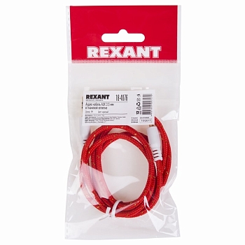Аудиокабель AUX 3,5мм, 1м, красный, в тканевой оплетке REXANT