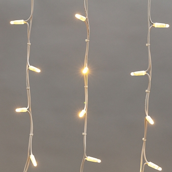 Гирлянда светодиодная Бахрома (Айсикл) 4,0х0,6м 128 LED ТЕПЛЫЙ БЕЛЫЙ белый каучук 3,3мм IP67 постоянное свечение 230В нужен блок 315-001 NEON-NIGHT