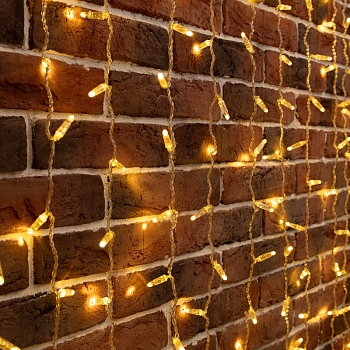 Гирлянда светодиодная Занавес 2х6м 768 LED ТЕПЛЫЙ БЕЛЫЙ прозрачный ПВХ IP65 постоянное свечение 230В нужен блок 303-500-1 NEON-NIGHT