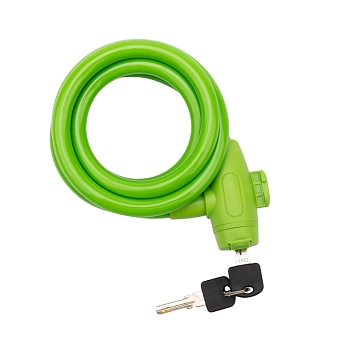 Замок тросовый взломостойкий для велосипедов и колясок с ключом 150см зеленый ЧЕТЫРЕ СЕЗОНА