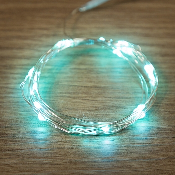 Гирлянда светодиодная Роса 2м, 20LED, БИРЮЗОВЫЙ, IP20, тонкий батарейный блок, 2хCR2032 в комплекте NEON-NIGHT