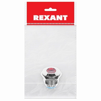 Индикатор металл Ø16 12В подсв/красная LED REXANT