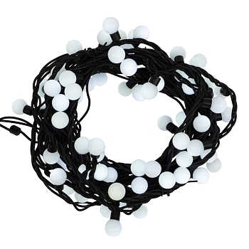 Гирлянда светодиодная Мультишарики Ø23мм 10м 80 LED ТЕПЛЫЙ БЕЛЫЙ черный каучук IP67 постоянное свечение 230В нужен блок 315-000 NEON-NIGHT