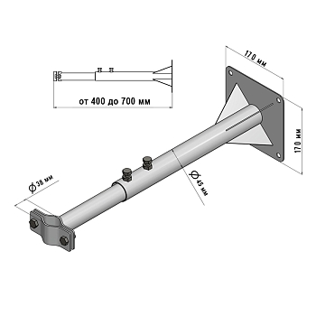 Кронштейн для мачт КРЫМ телескопический, 40-70см REXANT