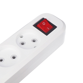 Колодка 3 гнезда с кнопкой без заземления REXANT