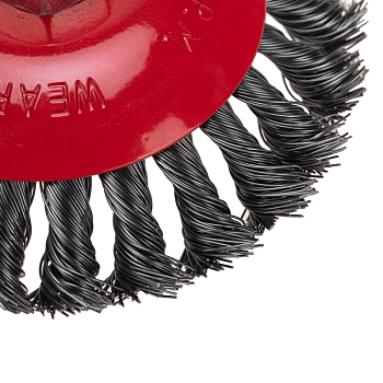 Щетка коническая для УШМ, крученая стальная проволока, 125мм, М14 KRANZ