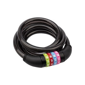 Замок тросовый кодовый взломостойкий для велосипедов и колясок 150см черный ЧЕТЫРЕ СЕЗОНА